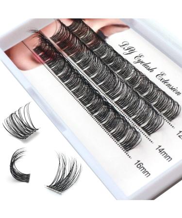 DIY Lash Clusters Lash Extension Fake Eyelashes 39 Clusters Volume Individual Lashes D Curl Fluffy Lashes with Clear Band Makeup at Home Eyelashes(FD02-12/14/16mm) Cluster Lashes-FD02(12-16mm)