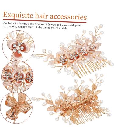 Didiseaon 1 Set Leaf Pearl Hairpin Side Hair Comb Hair Fork Clip Rhinestones Hair Comb Accessories Barrette Hair Side Comb Peinetas Para De Mujer Prom Hair Jewelry Hair Forks for Buns Metal - Buy Online on GoSupps.com