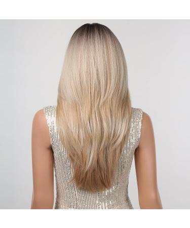 HAIRCUBE Long Blonde Synthetic Lace Wig for Women with Dark Roots - Buy Online on GoSupps.com