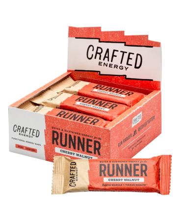 CRAFTED Runner Functional Energy Bar - Cherry Walnut - | Natural Clean Label Ingredients Plant Based, Easy to Digest, Clean Ingredient Energy Bars | Pack of 12 52g Bars