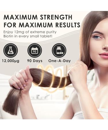 Biotin Hair Growth Supplement 12,000mcg | Vegan Tablets with Superfood Complex | Hair & Skin Vitamins for Women - Buy Online on GoSupps.com