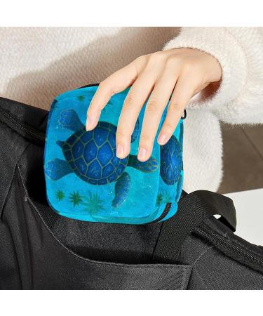 Buy Blue Sea Turtle Sanitary Napkin Storage Bag | Portable Period Bag for Women & Teens | Menstrual Cup Pocket & Breastfeeding Holder - Buy Online on GoSupps.com