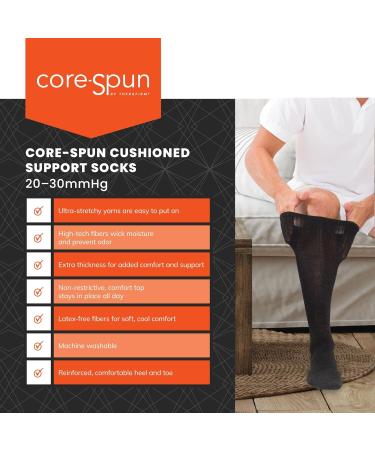 Core-Spun Padded Knee High Socks 20-30 mmHg - Large Black | Comfort & Compression for Every Step - Buy Online on GoSupps.com