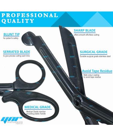 YNR 5.5 Black Trauma Scissors for EMT & Nurse Use | Medical Bandage & First Aid Scissors - CE Certified - Buy Online on GoSupps.com
