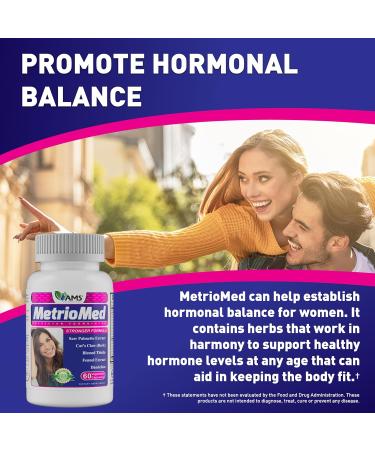 America Medic & Science MetrioMed 60 Capsules | Fertility Supplement for Women | Organic Pills with Black Cohosh Chasteberry and Red Clover Herbs - Buy Online on GoSupps.com