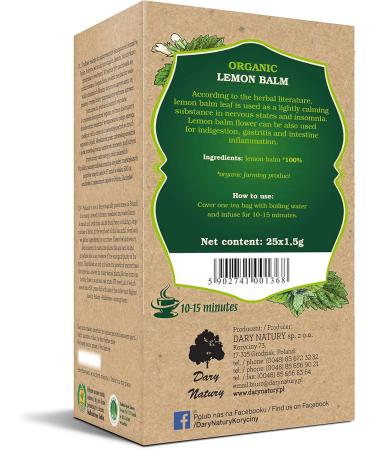  Dary Natury MELISA TEA (MELISA FOILLE) ORGANIC (25 x 1.5 g) - DARY NATURY - Buy Online on GoSupps.com