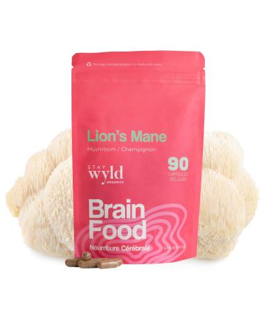 Stay Wyld Organics - Lion s Mane Mushroom Supplement Canadian Grown Lions Mane Mushroom Capsules Supplements for Focus & Clarity Natural Memory Support Organic Mushrooms 90 Capsules Pouch