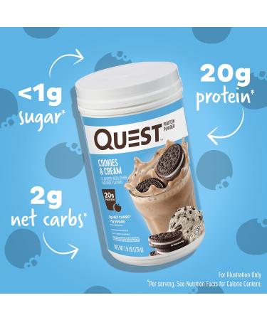 Quest Nutrition Vanilla Milkshake Protein Powder 24g of Protein 1g of Sugar 1.6 Pound 23 Servings & Cookies & Cream Protein Powder 20g Protein 1g Sugar Low Carb Gluten Free - Buy Online on GoSupps.com