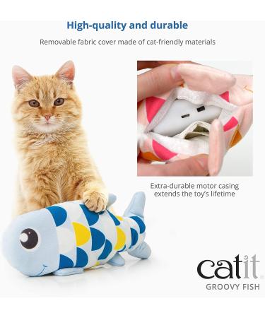 Catit Groovy Fish Toy - Interactive Motion Activated Flipping Fish Cat Toy Blue - One Size - Buy Online on GoSupps.com