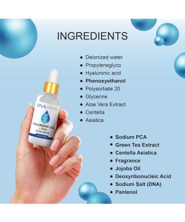 DNA Cosmetics PDRN Hyaluronic Acid Serum with DNA Repair Enzymes Anti-Aging Hydrating & Brightening Wrinkles Dark Spots & Youthful Skin HA Acido Hialuronico 1 fl oz - Buy Online on GoSupps.com