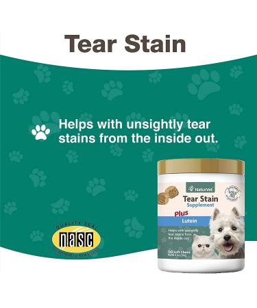 NaturVet Tear Stain Supplement with Lutein | 120 Soft Chews | 9.3 oz - Pet Eye Health Solution - Buy Online on GoSupps.com