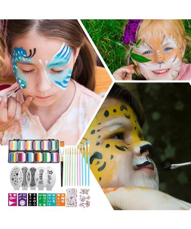 Washable Face Paint Palette | 12 Grids of Vibrant Water-Soluble Colors with Brushes for Students Boys Girls Teens Adults Birthdays - Buy Online on GoSupps.com