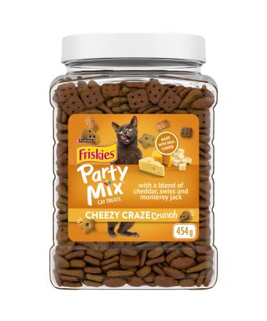 Friskies Party Mix Cat Treats Cheezy Craze Crunch with Real Cheese - 454 g Cannister (1 Pack) 454 g (Pack of 1)