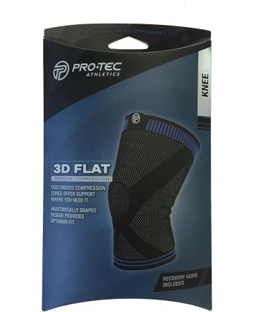 Pro-Tec Athletics 3D Flat Premium Knee Sleeve - Black/Blue - Medium - Buy Online on GoSupps.com