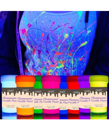 Fabric Neon UV Paint Set - 8 Fluorescent Black Light Colors - 20ml each - Buy Online on GoSupps.com