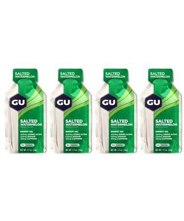 GU Energy Running Gels - 4 Gel Taster Pack - Sports Energy Gels For Running Cycling Triathlon (Salted Watermelon)
