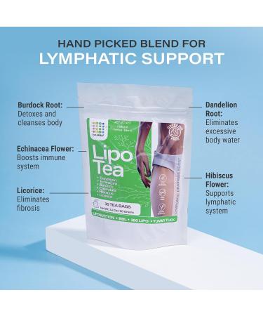 Lymphatic Drainage Herbal Tea for Swelling Relief | Natural Blend for Lipo & Tummy Tuck Recovery | Dandelion, Burdock Root, Echinacea | 30 Tea Bags - Buy Online on GoSupps.com