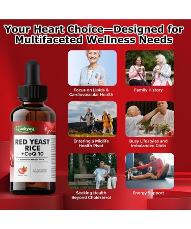 Q'ankyaq Red Yeast Rice with CoQ10 Liquid Drops 1200mg Red Rice Yeast Extract for Cholesterol Health CoQ10 200mg for Heart Support with Omega-3 Citrus Bioflavonoids & Bromelain 2 FL OZ - Buy Online on GoSupps.com