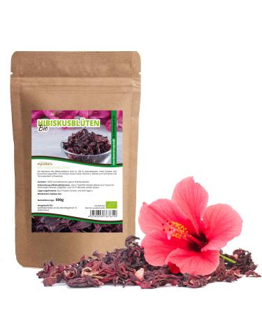mynatura Mynatura Organic Hibiscus Flowers 500g | Whole Flowers | Hibiscus | Hibiscus Tea | Egypt | Natural | Dried | Hibiscus | Refreshing Drink | For Hibiscus Flower Tea (DE- KO-044) 500g