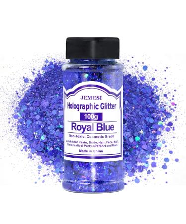 HOLOGRACHIC Chunky Glitter K nigsblau 100g Chunky Pillettes Glitter Craft Glitter for Harz Face Nail Art Body Slime Festival Party Art