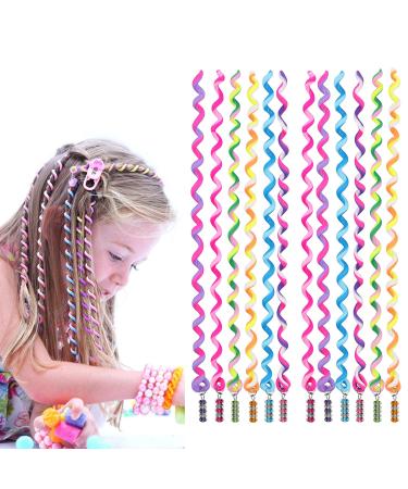 Manuqia 12 PCS Colorful Braided Rubber Hair Styling Twister Clip for Girl Women Hair Band Twist Barrette Spiral Spin Hair Braider Tool Accessories Elastic Hair Rope Cute Hairband For Kids 12 Count (Pack of 1)