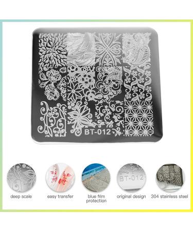 Biutee Nail Stamping Set - 12 Plates, 1 Stamper & Scraper, Gift Box Included | French Tip & Floral Patterns - Buy Online on GoSupps.com