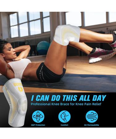 Knee Brace for Pain Relief & Arthritis Support - Compression Knee Pad with Gel Pad & Stabilizers (Large Gray - Buy Online on GoSupps.com