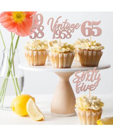 Pack of 24 Vintage 1958 Cupcake Toppers 65th Birthday Cake Decoration Fifty Cheers on 65th Fabulous Number 1958 Cake Decoration for 65th Birthday Wedding Anniversary Party Cake Decorations Rose Gold - Buy Online on GoSupps.com