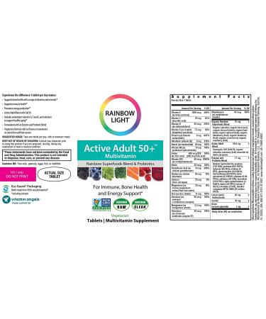 Rainbow Light Active Adult 50+ Multivitamins - 180 Tablets for Optimal Health - Buy Online on GoSupps.com