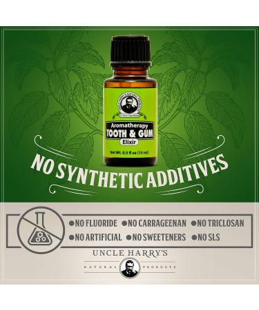 Uncle Harry's Aromatherapy Tooth & Gum Elixir - Alcohol Free Mouthwash for Bad Breath (0.5 oz) - Buy Online on GoSupps.com
