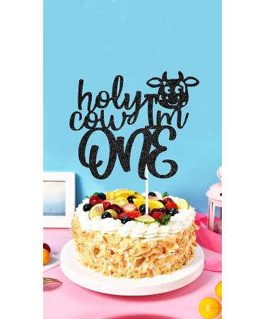 Black Glitter Holy Cow I'm One Cake Topper Cow Cake Topper Holy Cow I'm One Birthday Decorations First Birthday Cake Topper Cow Theme One Year Old Birthday Party Decorations Supplies - Buy Online on GoSupps.com
