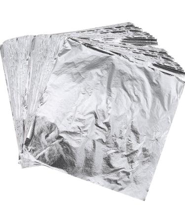 Shappy 200 Sheets Imitation Leaf for Arts Project, Gilding Crafting, Crafts Decoration, DIY, Furniture, 5.5 by 5.5 Inches (Silver)