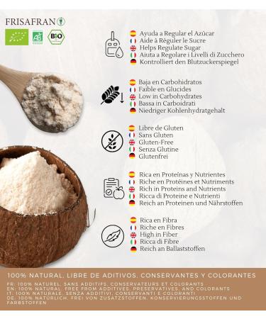 FRISAFRAN | Organic Coconut Flour Powder 500g | Sugar Free | Gluten Free Flour | Low Carb | 100% Vegan - Buy Online on GoSupps.com
