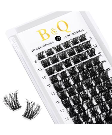 BQ lash single eyelash 72 clusters colored eyelashes individually at home cluster lashes B19 B02 B09 black eyelashes for DIY eyelash extensions DIY eyelash bushes (B19 D-8-16Mix) D-8-16Mix B 19