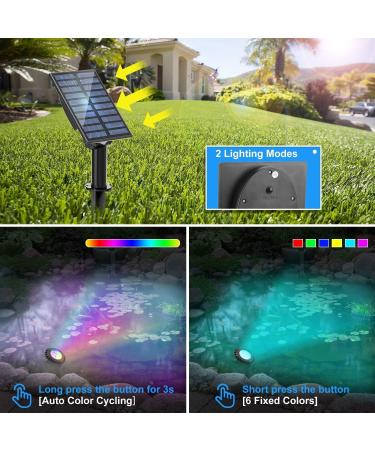 Natpow RGB Solar Pond Lighting - IP68 Waterproof Underwater Spotlights for Garden & Patio - Color Changing Landscape Lights (2 in 1) - Buy Online on GoSupps.com
