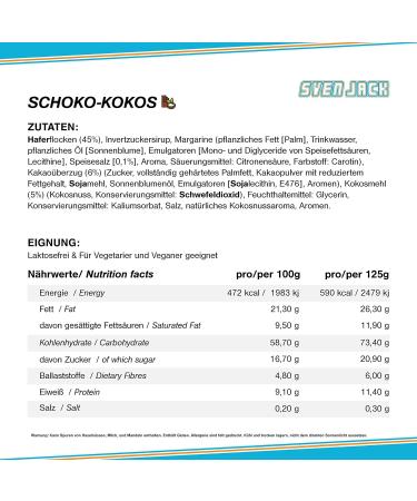 Sven Jack Schoko-Kokos Energy Cake 24x125g - Oatmeal Fitness Bar | Long-Chain Carbs Snack for Everyday Energy - Buy Online on GoSupps.com