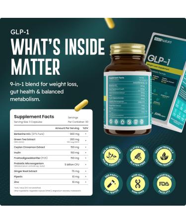 BetaNatura GLP-1 Supplement for Weight Loss Support & Appetite Control for Women & Men with 900 mg Berberine & 5 Billion Probiotics - Hunger & Satiety Support - 90 Veggie Capsules - Buy Online on GoSupps.com
