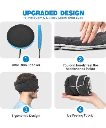 Flashmen Bluetooth Sleep Mask White Noise Timer 3D Sleep Mask for Side Sleeper Block Out Light Cooling Eye Sleep Mask with Bluetooth Headphones - Buy Online on GoSupps.com