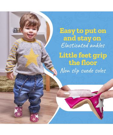 Soft Sole Leather Baby Shoes for 12-18 Months - Pink Stars - Unisex Toddler Walking Shoes - Buy Online on GoSupps.com