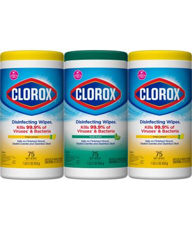 Fresh Step Clorox Disinfectant, 75 Count (Pack of 3), White, 225