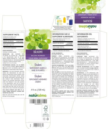 Naturalma Brahmi (Bacopa monnieri) Herb Alcohol-Free Tincture 4 fl oz | Liquid Extract Drops | Vegan Herbal Supplement from Italy - Buy Online on GoSupps.com