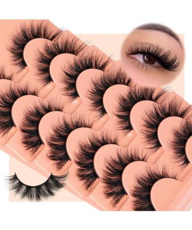 False Lashes Wispy False Eyelashes Fluffy Lashes Natural Look Cat Eye Lashes Gorgeous Soft Fake Eyelashes 7 Pairs Lashes Pack Lashes-9