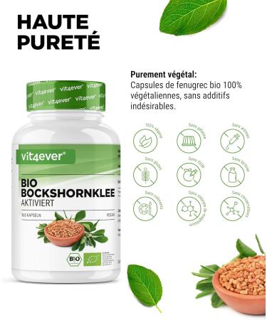 Fenugrec Activ Bio - 365 g lules - Hautement dos 2600mg par dose journali re (650mg par g lule) - Fenugreek certifi bio - Vegan - Buy Online on GoSupps.com