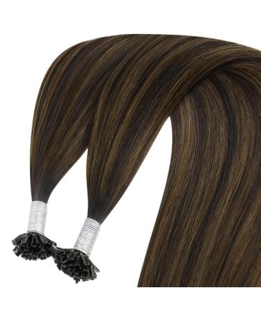 Youngsee Braun Ombre U Tip Hair Extensions - Real Hair Bonding for Women - Dark Brown & Medium Brew - 55cm 50g Salon Quality - #2/2/6 - Buy Online on GoSupps.com