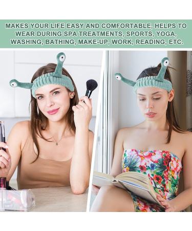 Snail Cartoon Spa Headband | Soft Coral Fleece Wraps for Women | Green Facial Makeup Hair Band - Buy Online on GoSupps.com