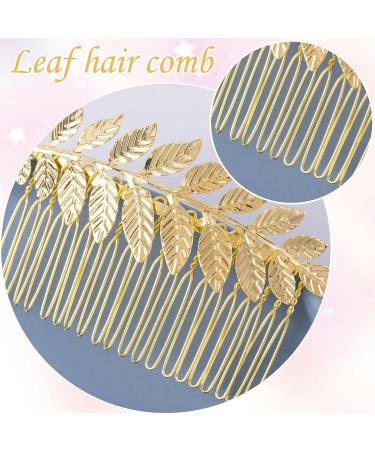 PAGOW 3.3 Inch Leaf Hair Combs - Gold Rhinestone Pearl Clips for Women, Wedding Headpiece Accessories - Buy Online on GoSupps.com