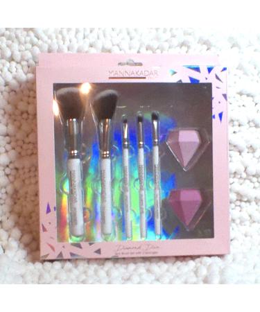 Manna Kadar Diamond Diva 5pc Brush Set with 2 Sponges White