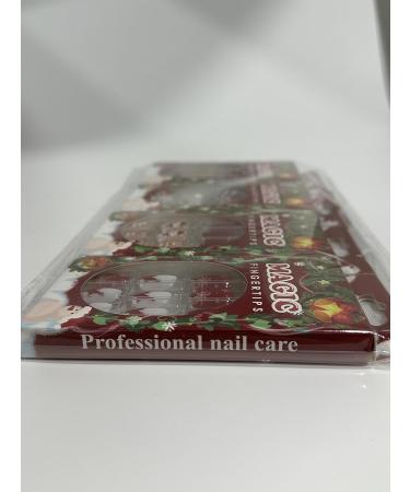 EBANKU 96 Pcs Christmas Coffin False Nails | Short Fake Nails Full Cover Kit with Adhesive Tabs | Snowflake Elk Design Nail Art for Women Girls - Buy Online on GoSupps.com