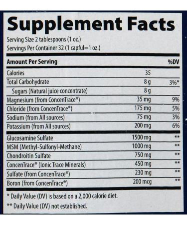 Blueberry Flavored Liquid Glucosamine Chondroitin MSM with Trace Minerals | Joint Support Dietary Supplement | 32 Servings 32 fl oz - Pack of 1 - Buy Online on GoSupps.com