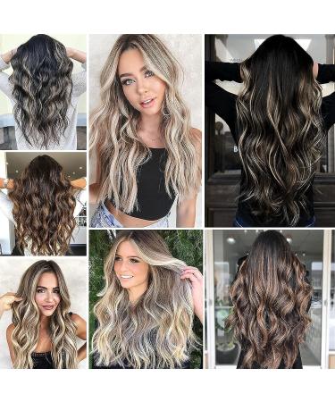 Vigorous Wavy Hair Extension: Black Mix Blonde 20 Clip-in Synthetic Hairpiece - Buy Online on GoSupps.com